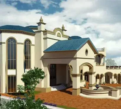 Classic estate design with domed rooflines and fountain courtyard, project in Kuwait